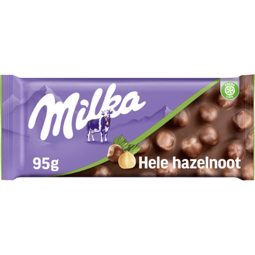 Milka Chocoladereep hele hazelnoot 95g