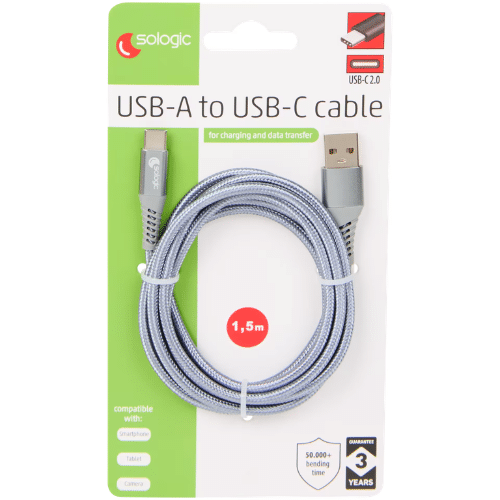 Sologic laad- en datakabel Usb-C 3m