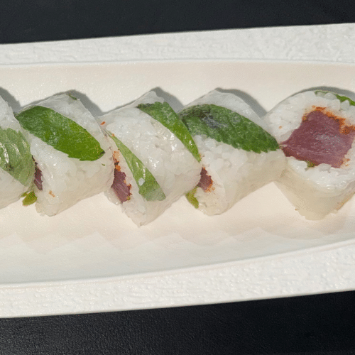 Rouleaux printemps, thon feuille de menthe wasabi
