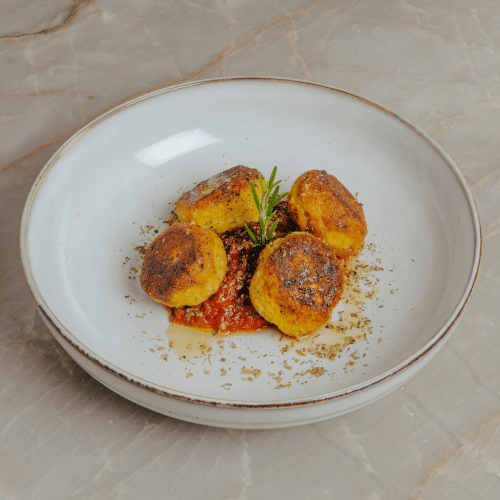 Polpette de légumes, tomate basilic