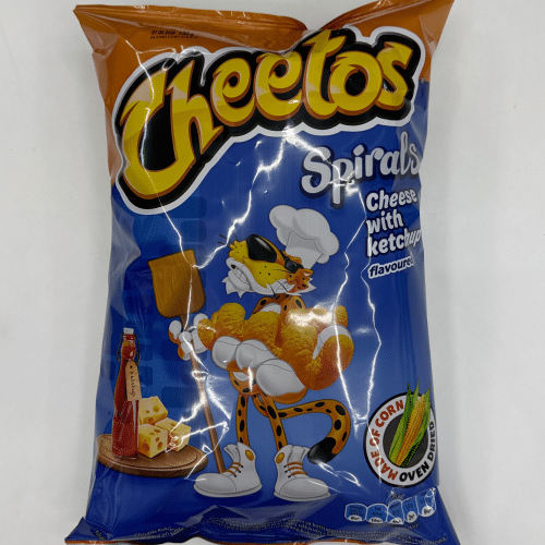 Cheetos spirales cheese with ketchup