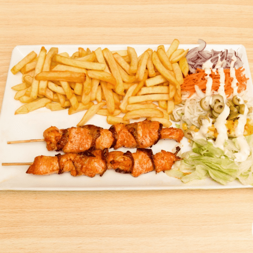 Assiette brochette de poulet