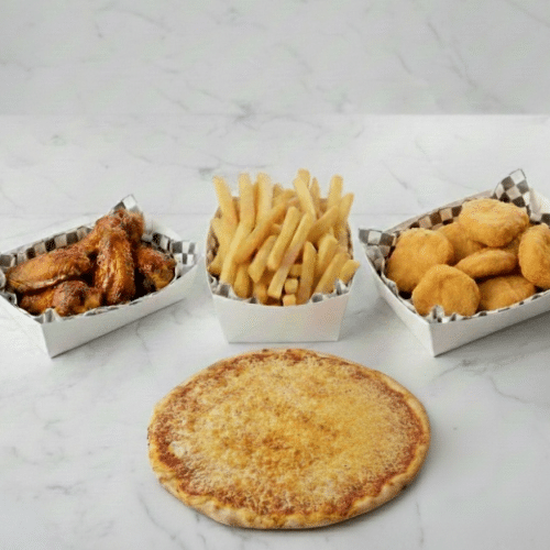 Margherita pizza + piro's snack box