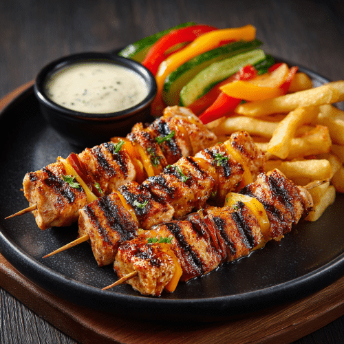 Assiette brochette de dinde (2 pcs)
