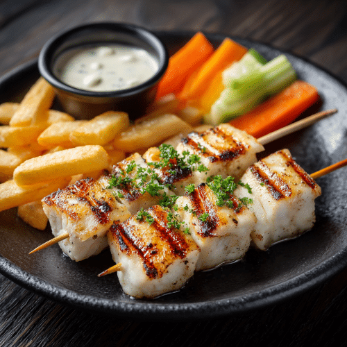 Assiette brochette de poisson (2 pcs)