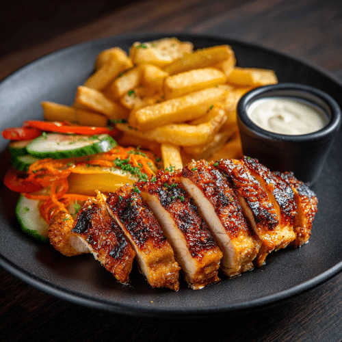 Assiette poulet mariné