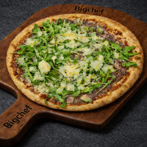 Pizza raw beef carpaccio