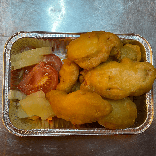 Gebakken Chinese garnalen in zoetzure saus