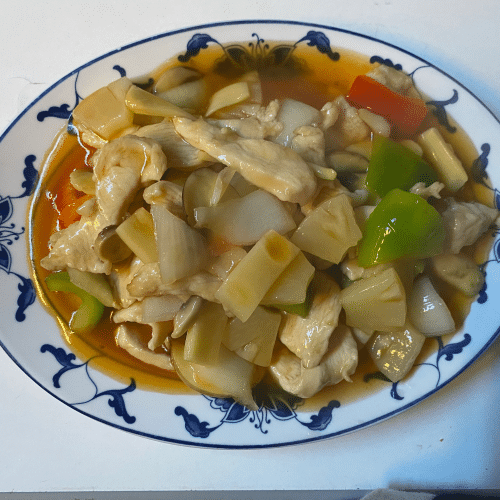 Kippenblokjes met ananas