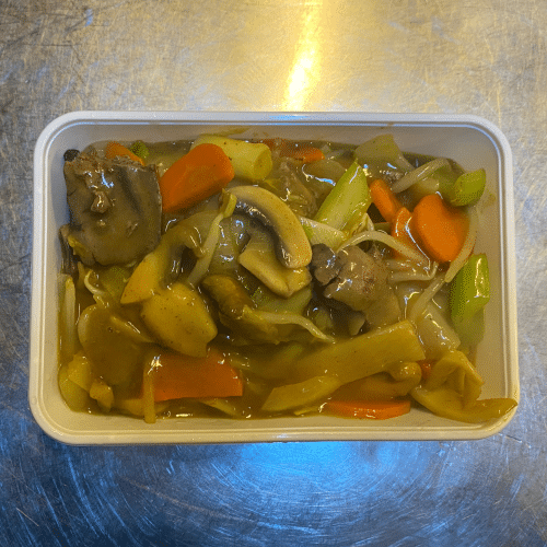 Kippenlever in currysaus