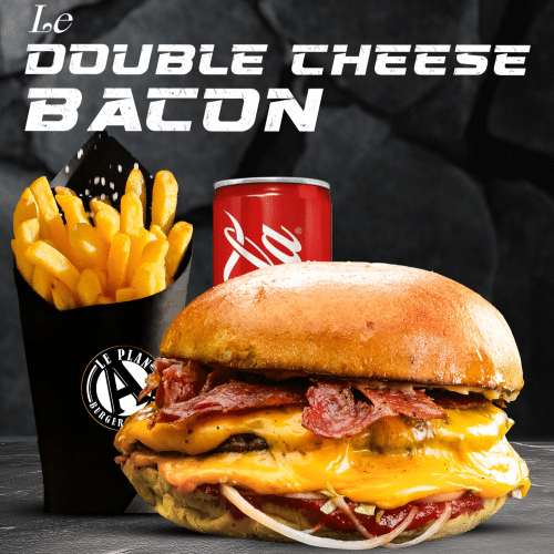Menu burger double cheese bacon