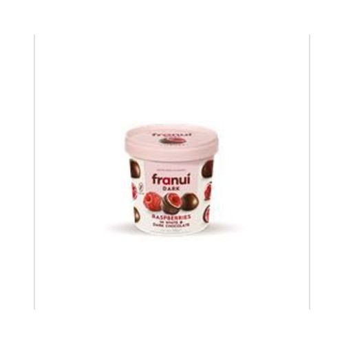 Framboises enrobées de chocolat blanc et chocolat noir