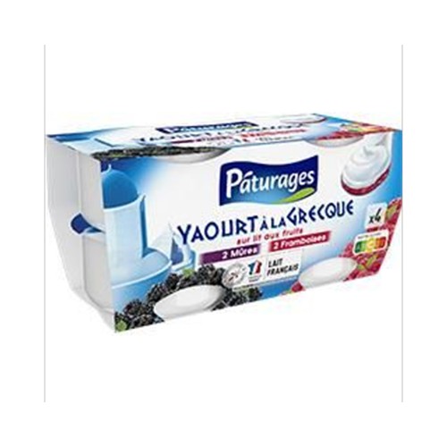 Yaourt à la Grecque sur lit de fruits mûres framboises