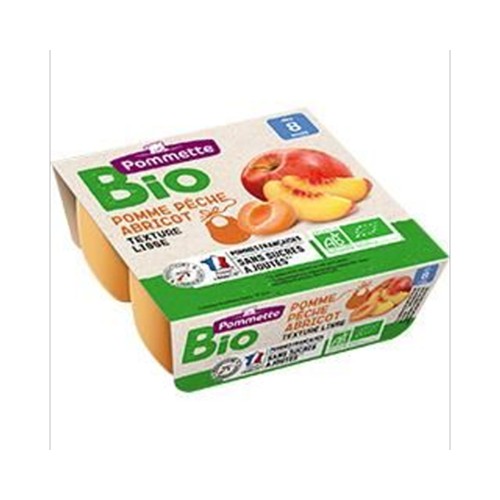 Purée pomme pêche abricot BIO, dès 8 mois