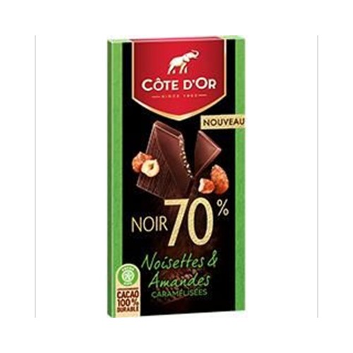 Chocolat noir noisettes et amandes caramélisées