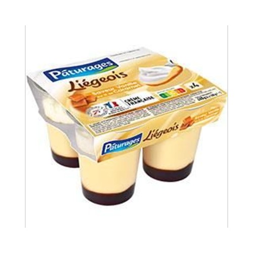 Dessert lacté Liégeois saveur vanille sur lit de caramel