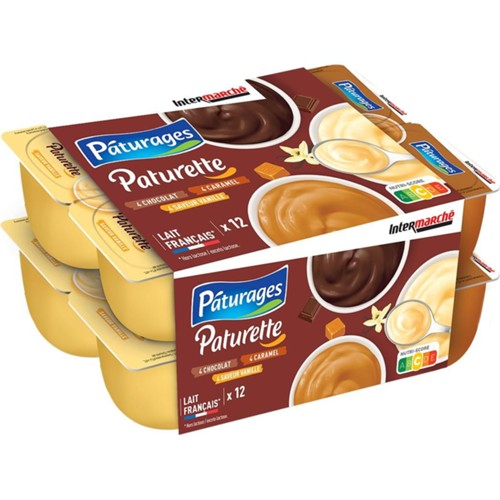Crème dessert Paturette chocolat/caramel/saveur vanille