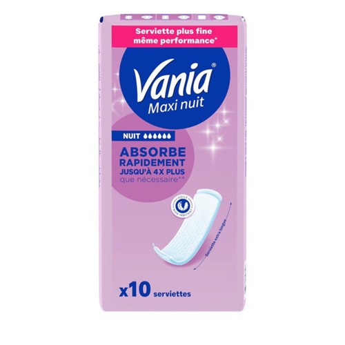 Serviettes hygiéniques maxi nuit absorption rapide - Extra longue