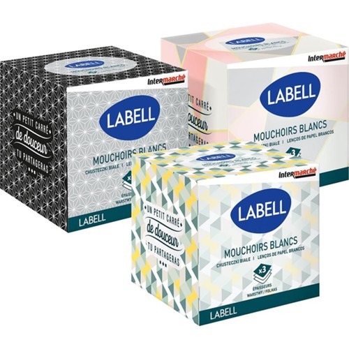 Mouchoirs cube adulte 3 plis, motifs assortis