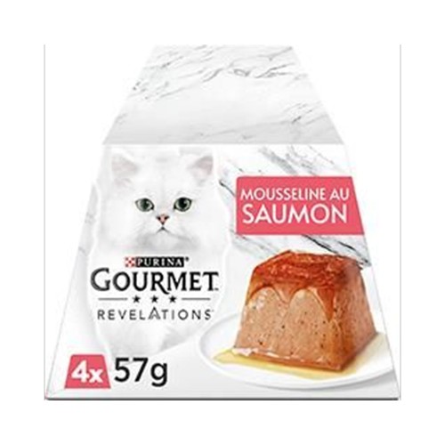 Pâtée pour chat mousseline au saumon nappée de sauce Revelations