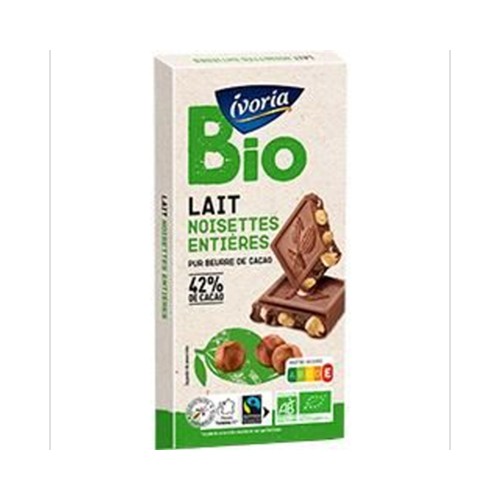 Chocolat lait noisettes entières BIO