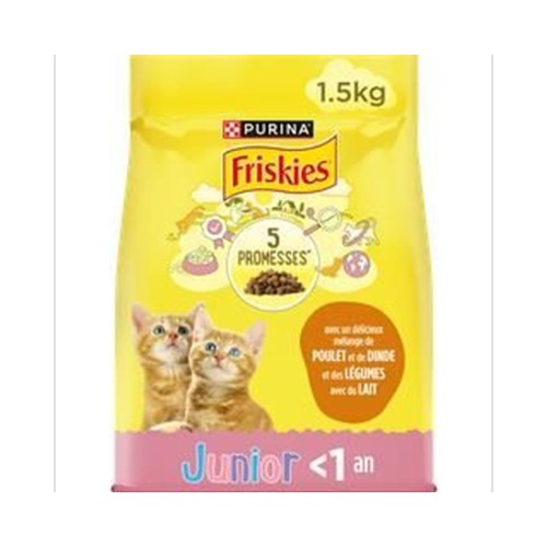 Friskies - Croquettes au poulet lait et légumes Junior pour chaton