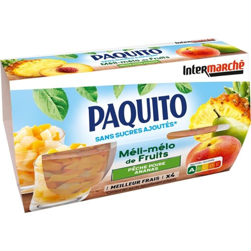 Méli-mélo de fruits pêche poire ananas sans sucres ajoutés