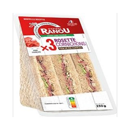 Sandwich pain de mie complet rosette cornichons