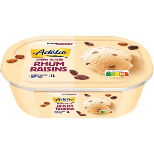 Crème glacée rhum raisins
