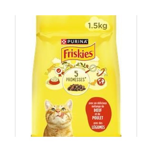 Friskies - Croquettes au boeuf poulet et légumes pour chat adulte