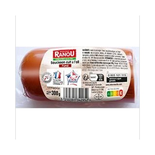 Saucisson cuit à l'ail pur porc fumé
