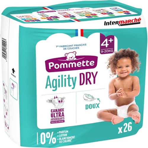 Couches Agility Dry, taille 4+ : 9-20 kg