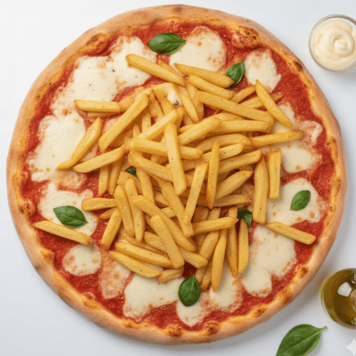 Pizza margherita met frieten 24cm