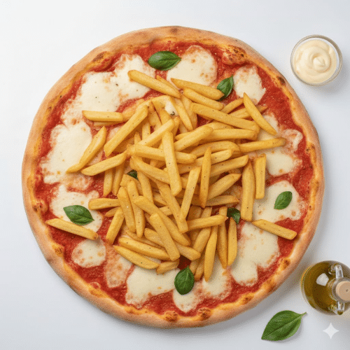 Pizza margherita met frieten 30cm