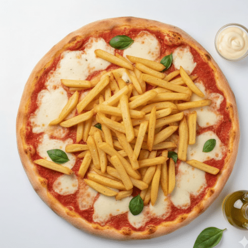 Pizza margherita met frieten 30cm