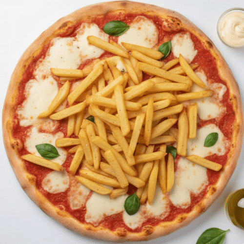 Pizza margherita met frieten 40cm