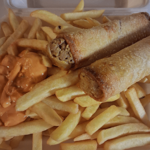 menu: 2 pitta shoarma rollen met friet