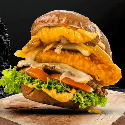 Menu king pretzel burger