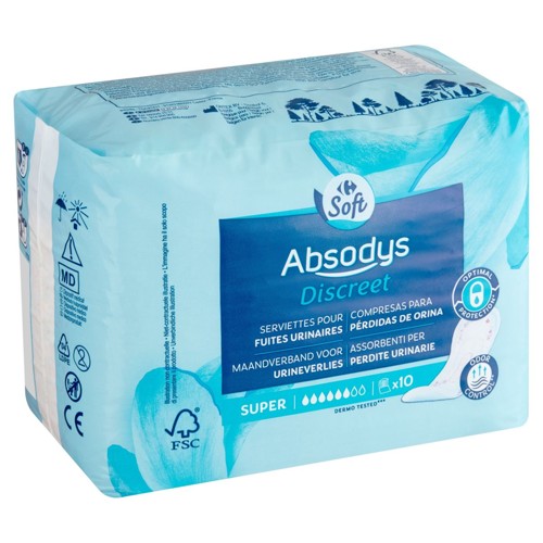 Carrefour Soft Absodys Discreet Serviettes Fuites Urinaires Super x10