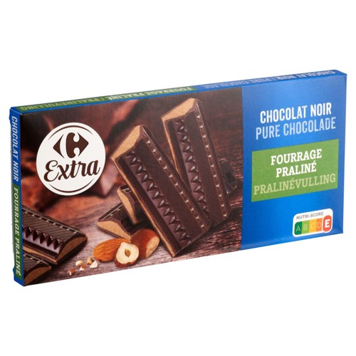 Carrefour Extra Chocolat Noir Fourrage Praliné 200 g