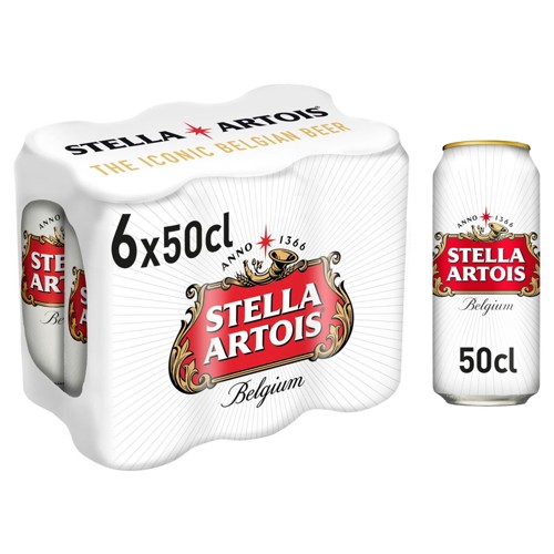 Stella Artois Premium Lager Beer Canettes 6 x 50 cl
