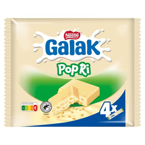 Galak Popri Chocolat Blanc avec des Céréales de Riz Croustillante 4 x 40 g