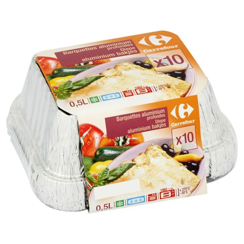 Carrefour 10 Barquettes Aluminium Profondes 0.5 L