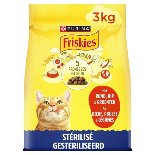 Friskies Aliment Chat Stérilisé Croquettes au Buf, Poulet et Légumes 3kg