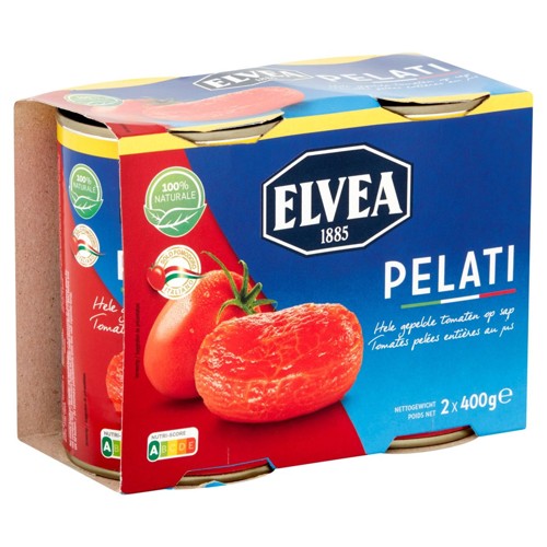 Elvea Tomates Pelées Entières au Jus 2 x 400 g