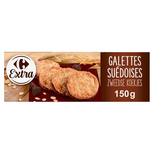 Carrefour Extra Galettes Suédoises aux Flocons d''Avoine et au Chocolat Noir 150 g