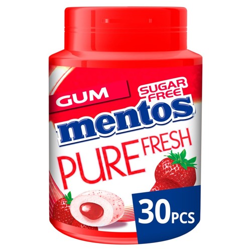 Mentos Chewing Gum Pure Fresh Goût Fraise Sugar Free 30 Pièces 60 g