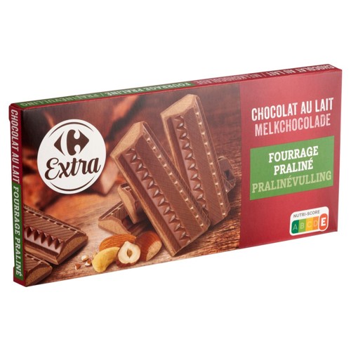 Carrefour Extra Chocolat au Lait Fourrage Praliné 200 g