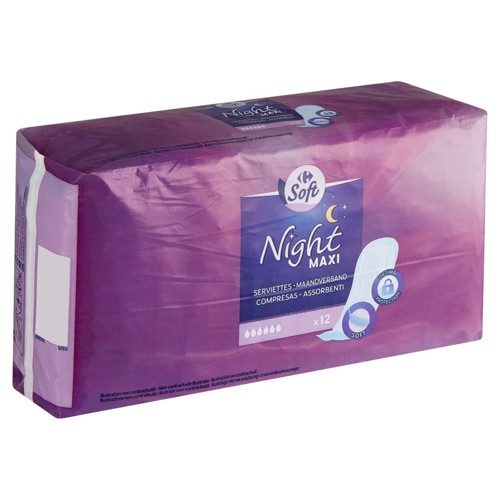 Carrefour Soft Night Maxi Serviettes 12 Pièces
