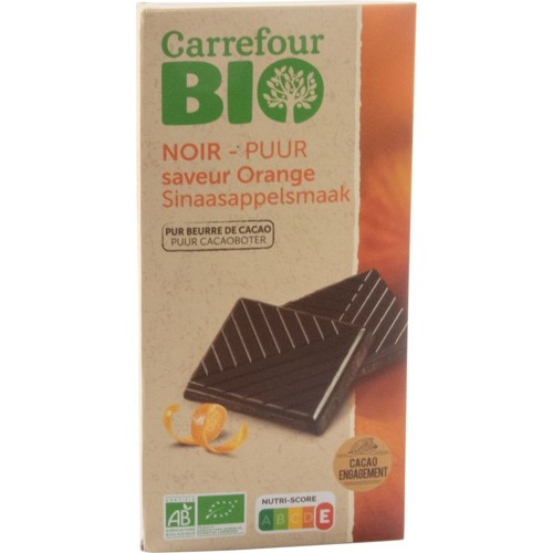 Carrefour Bio Chocolat Noir Saveur Orange 100 g